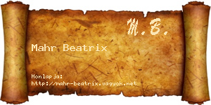 Mahr Beatrix névjegykártya